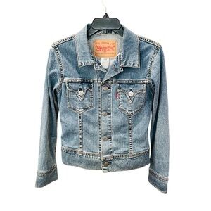 Levi’s vintage 2004 classic button denim jean jacket pockets SZ M juniors blue